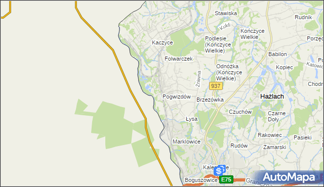 mapa Pogwizdów gmina Hażlach, Pogwizdów gmina Hażlach na mapie Targeo