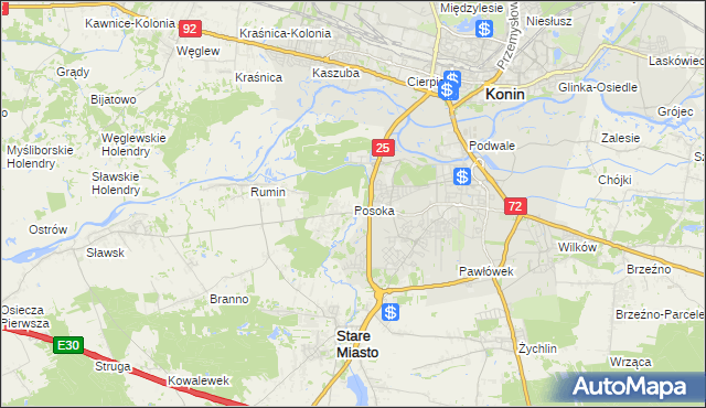mapa Posoka gmina Stare Miasto, Posoka gmina Stare Miasto na mapie Targeo