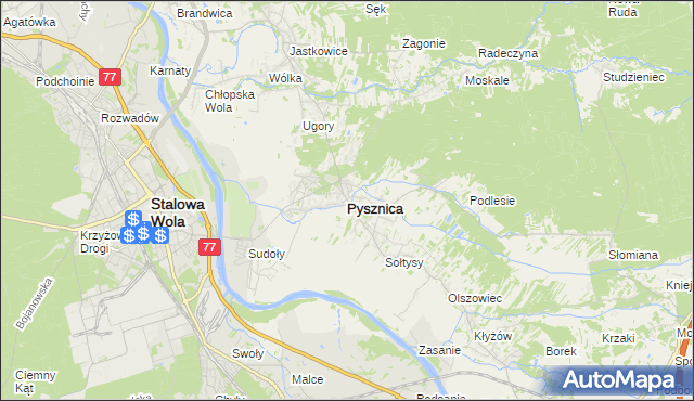 mapa Pysznica, Pysznica na mapie Targeo