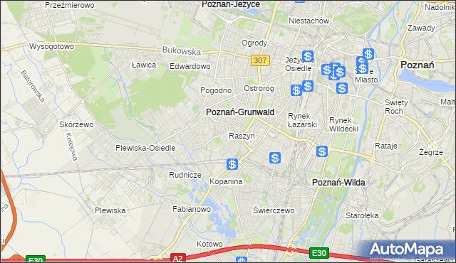 mapa Raszyn gmina Poznań, Raszyn gmina Poznań na mapie Targeo