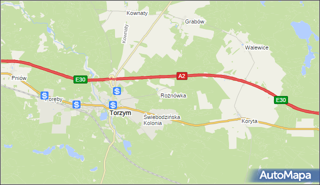 mapa Rożnówka, Rożnówka na mapie Targeo