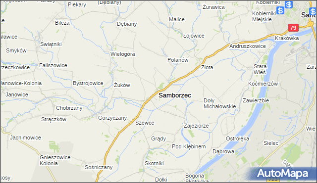 mapa Samborzec, Samborzec na mapie Targeo