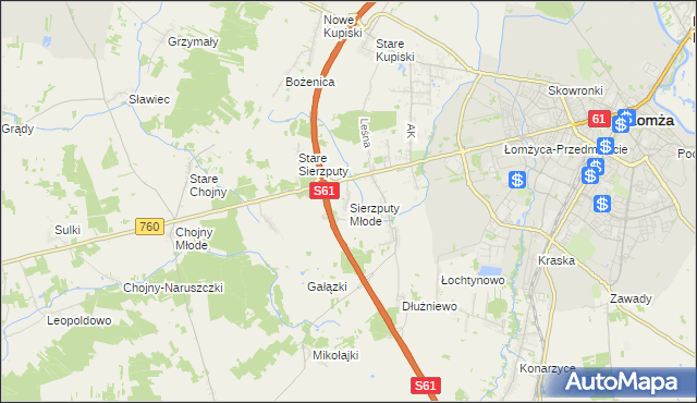 mapa Sierzputy Młode, Sierzputy Młode na mapie Targeo