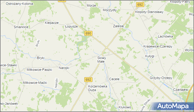 mapa Skiwy Małe, Skiwy Małe na mapie Targeo