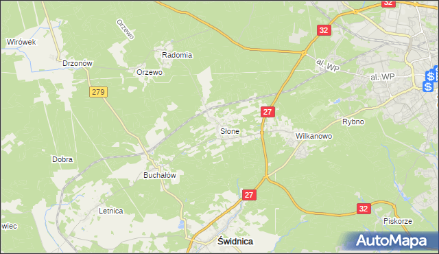 mapa Słone gmina Świdnica, Słone gmina Świdnica na mapie Targeo