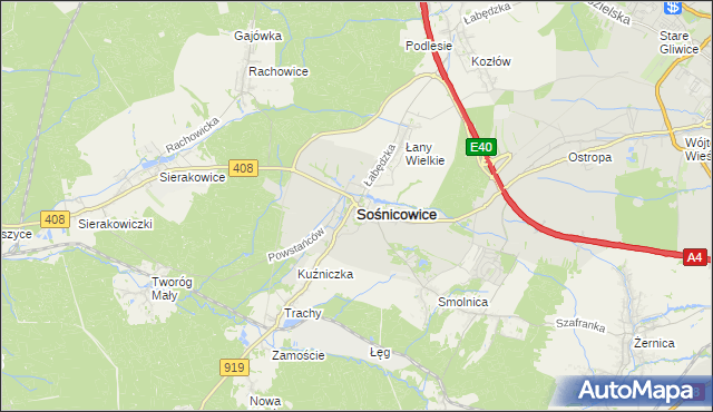 mapa Sośnicowice, Sośnicowice na mapie Targeo