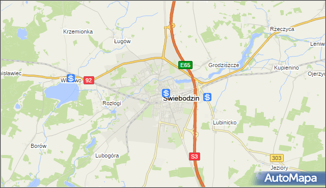 mapa Świebodzin, Świebodzin na mapie Targeo