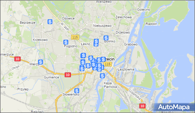 mapa Szczecina, Szczecin na mapie Targeo