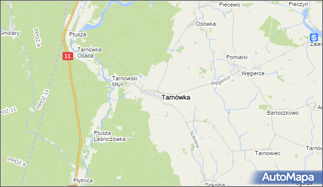 mapa Tarnówka powiat złotowski, Tarnówka powiat złotowski na mapie Targeo