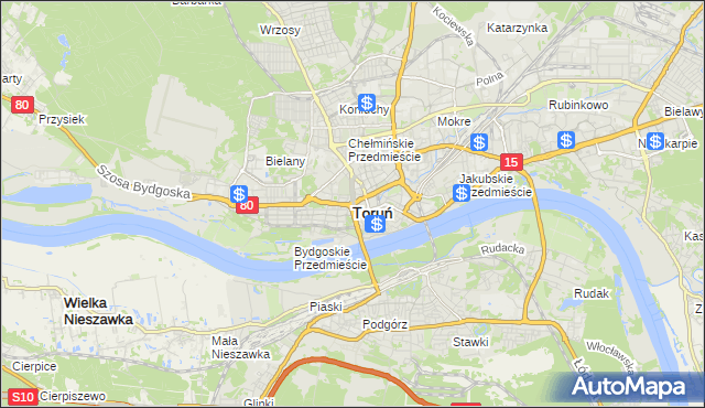 mapa Torunia, Toruń na mapie Targeo