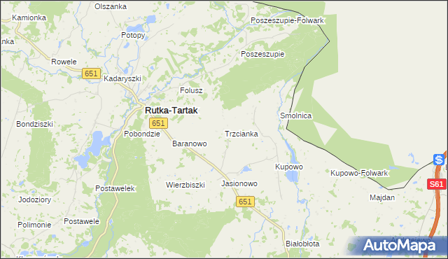mapa Trzcianka gmina Rutka-Tartak, Trzcianka gmina Rutka-Tartak na mapie Targeo