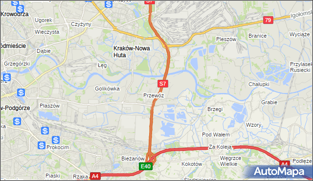 mapa Ulica gmina Kraków, Ulica gmina Kraków na mapie Targeo