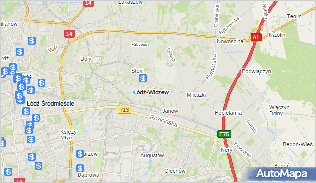 mapa Widzew, Widzew na mapie Targeo