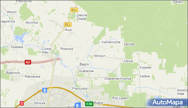 mapa Wilczyn gmina Biała Podlaska, Wilczyn gmina Biała Podlaska na mapie Targeo