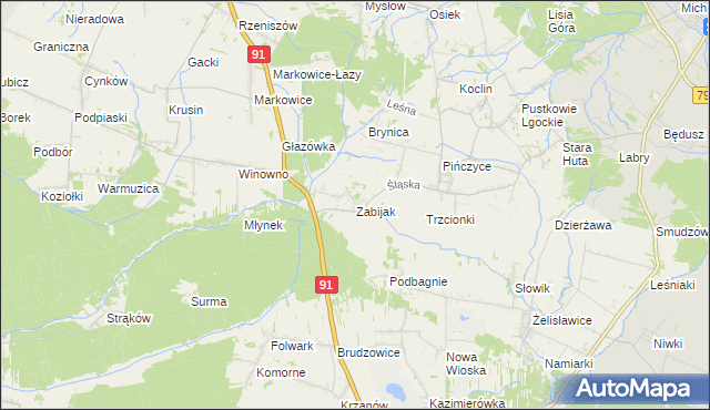 mapa Zabijak gmina Koziegłowy, Zabijak gmina Koziegłowy na mapie Targeo