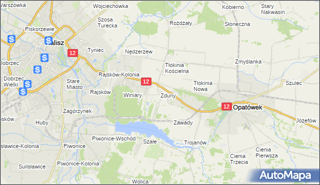 mapa Zduny gmina Opatówek, Zduny gmina Opatówek na mapie Targeo