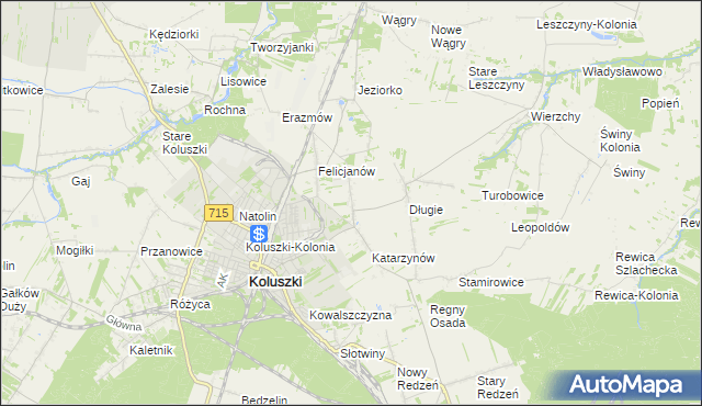 mapa Zygmuntów gmina Koluszki, Zygmuntów gmina Koluszki na mapie Targeo