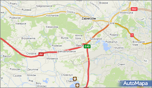 mapa Balice gmina Zabierzów, Balice gmina Zabierzów na mapie Targeo