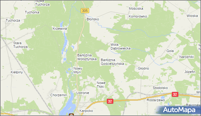 mapa Barłożnia Gościeszyńska, Barłożnia Gościeszyńska na mapie Targeo