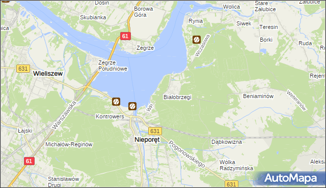 mapa Białobrzegi gmina Nieporęt, Białobrzegi gmina Nieporęt na mapie Targeo
