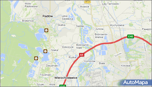 mapa Bobrowniki Małe, Bobrowniki Małe na mapie Targeo