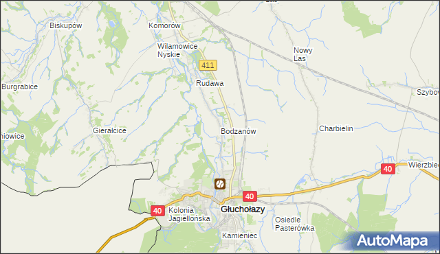 mapa Bodzanów gmina Głuchołazy, Bodzanów gmina Głuchołazy na mapie Targeo