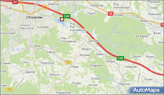 mapa Bolęcin gmina Trzebinia, Bolęcin gmina Trzebinia na mapie Targeo