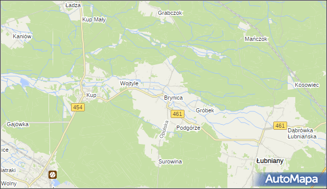 mapa Brynica gmina Łubniany, Brynica gmina Łubniany na mapie Targeo