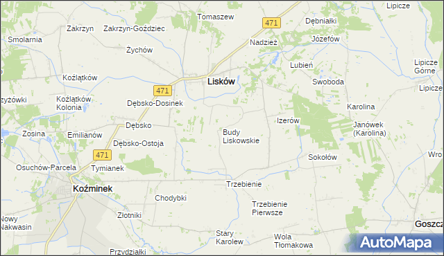 mapa Budy Liskowskie, Budy Liskowskie na mapie Targeo