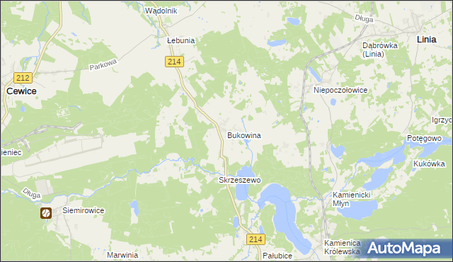 mapa Bukowina gmina Cewice, Bukowina gmina Cewice na mapie Targeo