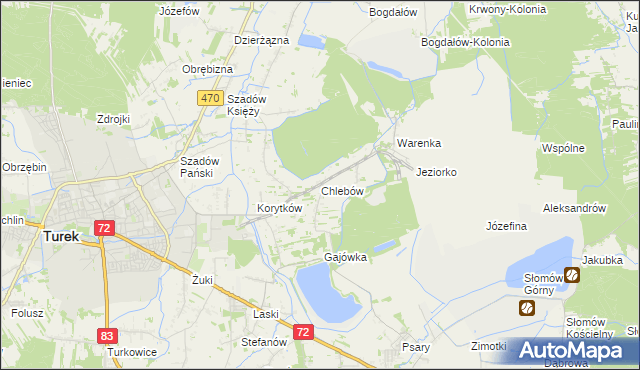 mapa Chlebów gmina Turek, Chlebów gmina Turek na mapie Targeo