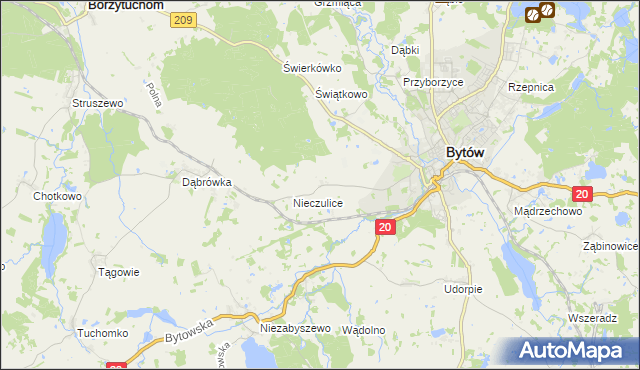 mapa Chomice gmina Bytów, Chomice gmina Bytów na mapie Targeo