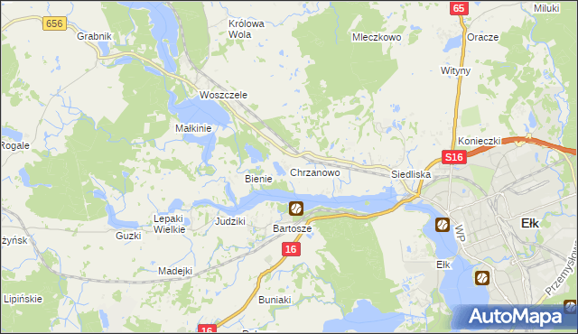 mapa Chrzanowo gmina Ełk, Chrzanowo gmina Ełk na mapie Targeo