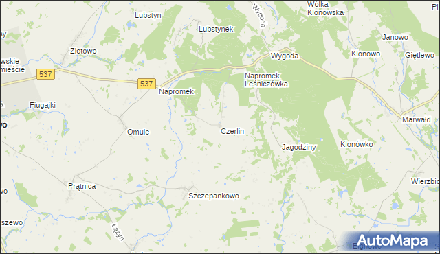 mapa Czerlin gmina Lubawa, Czerlin gmina Lubawa na mapie Targeo