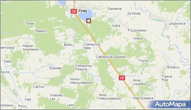 mapa Czerwonka-Gozdów, Czerwonka-Gozdów na mapie Targeo