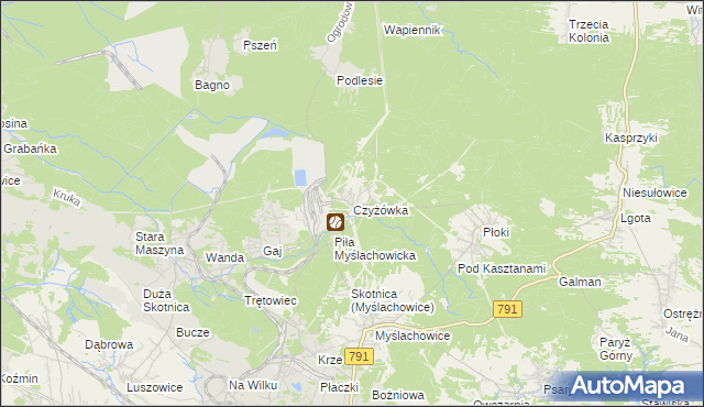 mapa Czyżówka gmina Trzebinia, Czyżówka gmina Trzebinia na mapie Targeo