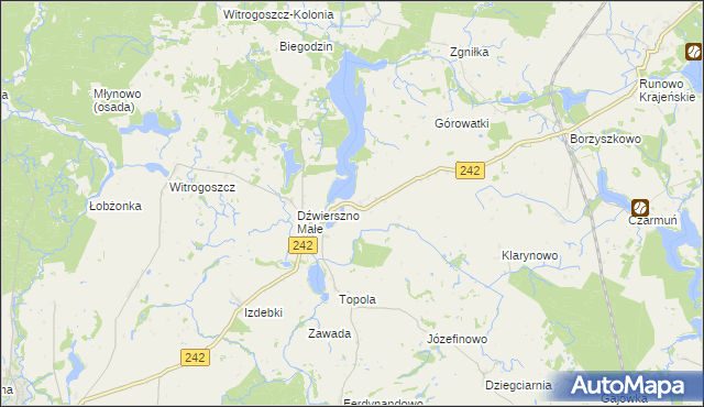 mapa Dźwierszno Wielkie, Dźwierszno Wielkie na mapie Targeo