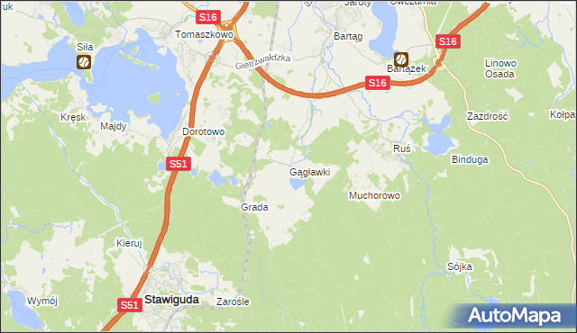 mapa Gągławki, Gągławki na mapie Targeo