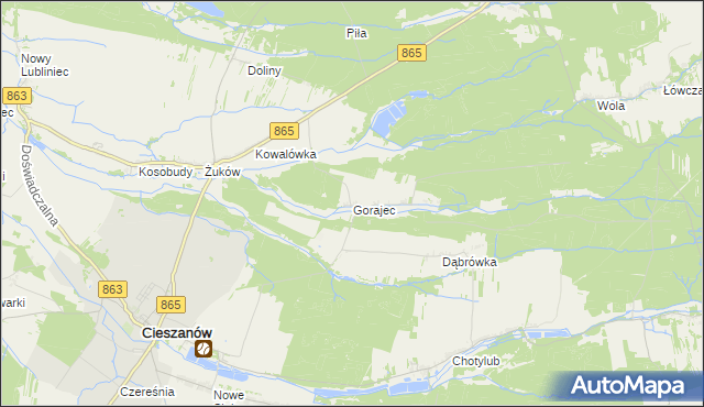 mapa Gorajec gmina Cieszanów, Gorajec gmina Cieszanów na mapie Targeo