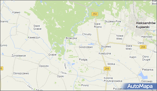 mapa Goszczewo gmina Aleksandrów Kujawski, Goszczewo gmina Aleksandrów Kujawski na mapie Targeo