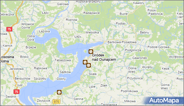 mapa Gródek nad Dunajcem, Gródek nad Dunajcem na mapie Targeo