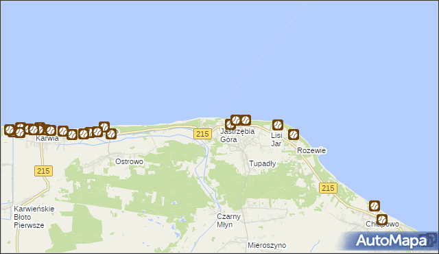 mapa Jastrzębia Góra, Jastrzębia Góra na mapie Targeo