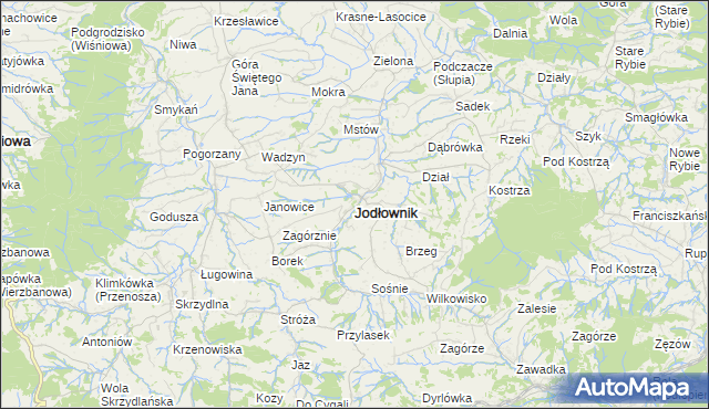 mapa Jodłownik, Jodłownik na mapie Targeo