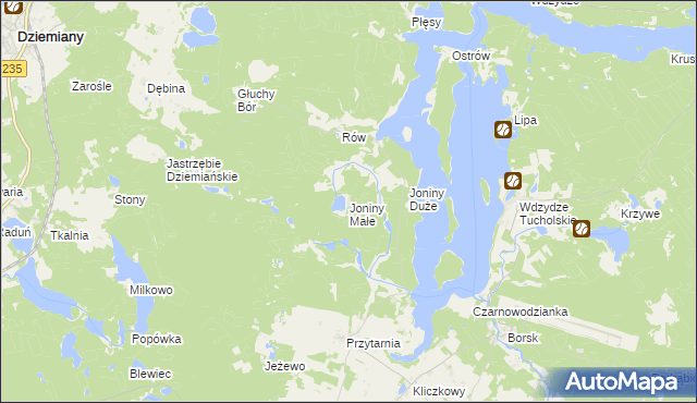 mapa Joniny Małe, Joniny Małe na mapie Targeo