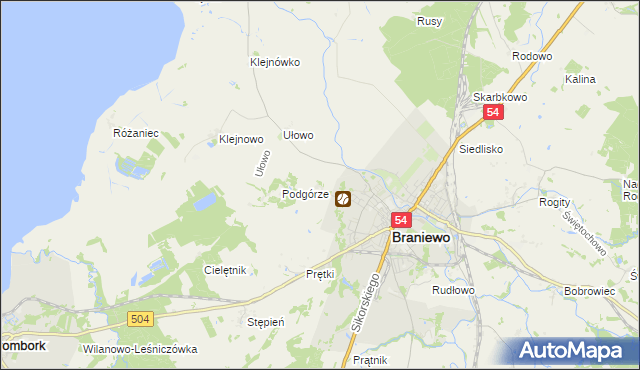 mapa Józefowo gmina Braniewo, Józefowo gmina Braniewo na mapie Targeo