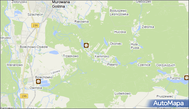 mapa Kamińsko gmina Murowana Goślina, Kamińsko gmina Murowana Goślina na mapie Targeo