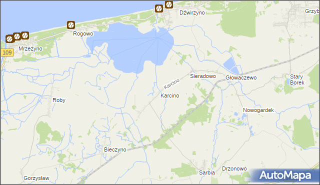 mapa Karcino, Karcino na mapie Targeo