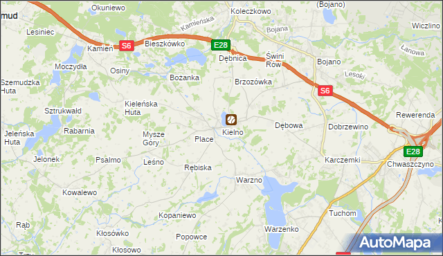 mapa Kielno gmina Szemud, Kielno gmina Szemud na mapie Targeo
