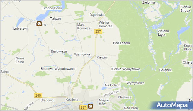 mapa Kiełpin gmina Tuchola, Kiełpin gmina Tuchola na mapie Targeo