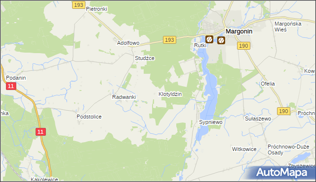 mapa Klotyldzin, Klotyldzin na mapie Targeo